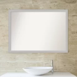 41" X 30" Non-Beveled Low Luster Wood Bathroom Wall Mirror Silver - Amanti Art -Home Series Shop GUEST 63027797 9573 4243 801e 794a0cbf38a7