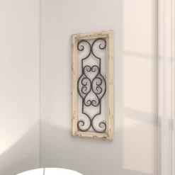 Wood Scroll Window Inspired Wall Decor With Metal Scrollwork Relief White - Olivia & May -Home Series Shop GUEST 6398406b 5ff6 4d49 9dc0 8e9255eaeb25