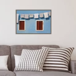 23" X 16" Hanging Laundry Along Wall By Brenda Tharp Danita Delimont Framed Canvas Wall Art Blue - Amanti Art -Home Series Shop GUEST 641a5143 6445 4421 99af 7eae912e9794