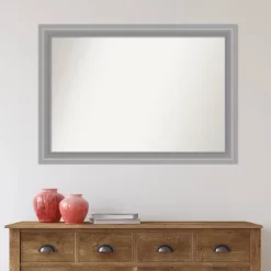 41" X 29" Non-Beveled Peak Polished Nickel Narrow Bathroom Wall Mirror - Amanti Art -Home Series Shop GUEST 6424612a b34b 4bf6 81db 675b5c73b644