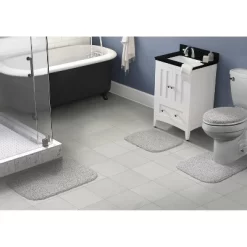 4pc Shaggy Nylon Washable Bathroom Rug Set Gray - Garland Rug