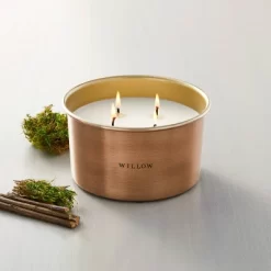 Lidded Metal Willow 4-Wick Jar Candle Brass Finish 20oz - Hearth & Hand™ With Magnolia