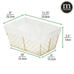 MDesign Medium Chicken Wire Storage Basket, Fabric Liner