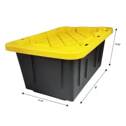 Homz 15-Gallon Durabilt Plastic Stackable Storage Organizer Container W/Snap Lid And Hasps For Tie-Down Straps Or Locks, Black/Yellow (2 Pack) -Home Series Shop GUEST 68023ac2 3c7e 4348 b061 2494908aa9c9