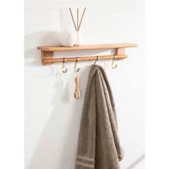 27" X 7" Alta Decorative Wall Shelf With Hooks Natural - Kate & Laurel All Things Decor -Home Series Shop GUEST 68651a47 5963 4d5d b20e 53373b5f2981