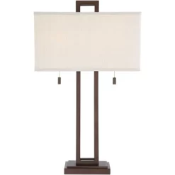 Possini Euro Design Gossard Modern Industrial Table Lamp 30" Tall Bronze With USB Charging Port White Rectangular Shade For Bedroom Living Room Office -Home Series Shop GUEST 6d1c8f69 014e 46a3 982f e42d732499dc