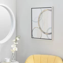 Canvas Abstract Circles Framed Wall Art With Silver Frame Multi Colored - Olivia & May