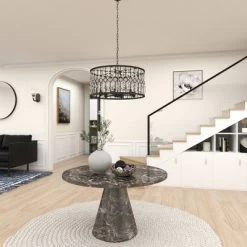 Metal Crystal Embellishments 6 Light Chandelier With Link Style Chain Black - Olivia & May -Home Series Shop GUEST 6e232d25 9254 435f 9799 bc4365fceb57