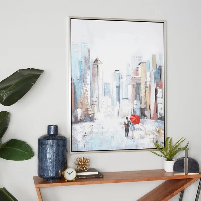 Canvas City Framed Wall Art With Silver Frame Multi Colored - Olivia & May 1 Canvas City Framed Wall Art With Silver Frame Multi Colored - Olivia & May