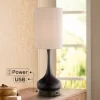 360 Lighting Modern Table Lamp With USB And AC Power Outlet Workstation Charging Base 24.5" High Espresso Bronze Droplet Living Room Desk Office