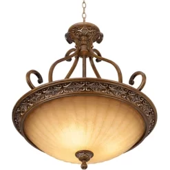 Kathy Ireland Sterling Estate Golden Bronze Pendant Chandelier 26 1/2" Wide Rustic Champagne Bowl Shade 3-Light Fixture For Dining Room Kitchen Island -Home Series Shop GUEST 706706a2 27d1 4081 976d a8f40b5ff410