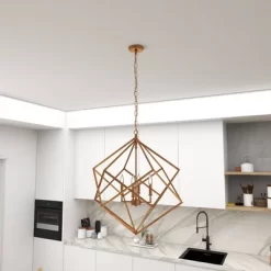 Modern Metal Chandelier With Link Style Chain Gold - Olivia & May -Home Series Shop GUEST 7114232e 1e31 4a19 be4a 80e45d74e35c