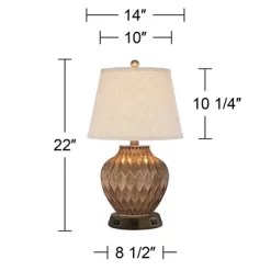 360 Lighting Accent Table Lamp With USB And AC Power Outlet Workstation Charging Base 22" High Warm Bronze Drum Shade Living Room Desk -Home Series Shop GUEST 712f942a f32c 449b a263 981ffcb1cc43