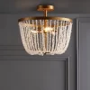 15" Stone/Metal Georgian Flush Mount Ceiling Light (Includes Energy Efficient Light Bulb) Antique Gold - JONATHAN Y