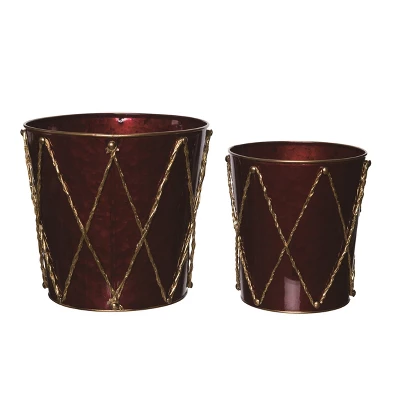 Transpac Metal 8.5 In. Multicolor Christmas Nesting Drum Containers Set Of 2 1 Transpac Metal 8.5 In. Multicolor Christmas Nesting Drum Containers Set Of 2