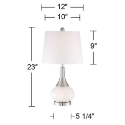 360 Lighting Serrena Modern Accent Table Lamp 23" High White Glass Brushed Nickel Metal With Nightlight Drum Shade For Bedroom Living Room House Home -Home Series Shop GUEST 71bc55df eec1 4246 a4a4 2c87c4d7a272