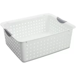 Sterilite Ultra Storage Basket With Handles For At Home Or Classroom Organization, In Size Large (12 Pack), Medium (6 Pack), White