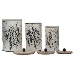 Set Of 3 Cream And Gray Floral Metal Decorative Storage Canisters - Foreside Home & Garden -Home Series Shop GUEST 738af412 29a2 422b 86f9 6c4bca870979