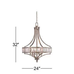 Vienna Full Spectrum Soft Silver Chandelier 24" Wide Crystal Glass 4-Light Fixture For Dining Room House Kitchen Bedroom -Home Series Shop GUEST 7393f249 f54a 47ee b388 b1dc8d26a605