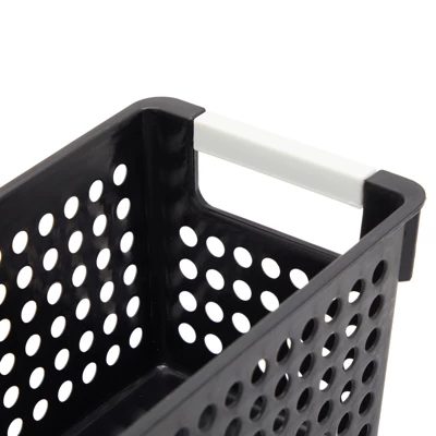 Farmlyn Creek 4 Pack Small Plastic Storage Baskets Bins With Handles For Bathroom, Laundry Room & Closet Organization, Black 4 Farmlyn Creek 4 Pack Small Plastic Storage Baskets Bins With Handles For Bathroom, Laundry Room & Closet Organization, Black - Image 4