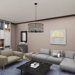 Metal Crystal Embellishments 6 Light Chandelier With Link Style Chain Black - Olivia & May -Home Series Shop GUEST 7567ea95 a929 45fc 80be ac0d43f65dad