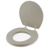 J&V Textiles Embroidered Soft Round Toilet Seat With Easy Clean & Change Hinge, Padded