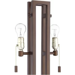 Possini Euro Design Gossard Modern Industrial Table Lamp 30" Tall Bronze With USB Charging Port White Rectangular Shade For Bedroom Living Room Office -Home Series Shop GUEST 78b6c0b7 dbc3 4673 b907 3464079228b0