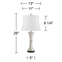 360 Lighting Seymore Modern Table Lamps 26" High Set Of 2 White Softback With USB Charging Port LED Touch On Off Silver Drum Shade For Bedroom Desk -Home Series Shop GUEST 78d69c4f 48d7 45b1 b724 41d5484e8b1d