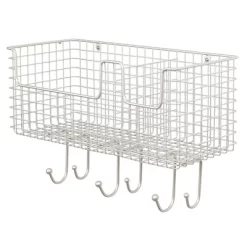 MDesign Metal Storage Organizer Basket With 6 Hooks - Wall Mount -Home Series Shop GUEST 79c66230 55ac 4262 b119 a82ca3b45c46