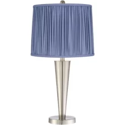 360 Lighting Geoff Modern Table Lamps Set Of 2 26" High Brushed Nickel With USB Charging Port Blue Shirred Shade For Bedroom Living Room House Desk 5 360 Lighting Geoff Modern Table Lamps Set Of 2 26" High Brushed Nickel With USB Charging Port Blue Shirred Shade For Bedroom Living Room House Desk -Home Series Shop GUEST 7a660058 4126 466f 988a 4cd7cd8064e9