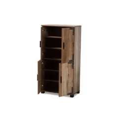 4 Door Cyrille Wood Shoe Cabinet Brown - Baxton Studio