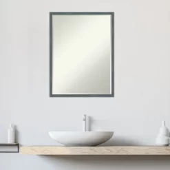 Amanti Art Dixie Blue Grey Rustic Narrow Petite Bevel Wood Bathroom Wall Mirror 25 X 19 In. -Home Series Shop GUEST 7ae90617 c2aa 474c bf4b d0eed703f2b7