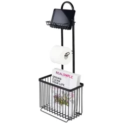 MDesign Metal Free Standing Toilet Paper Stand/Dispenser, Holds Tablet -Home Series Shop GUEST 7de2872a d06a 47fd 9092 1e68d33b9340