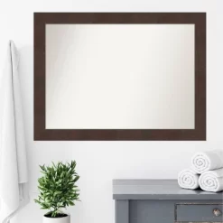 43" X 32" Non-Beveled Wildwood Brown Bathroom Wall Mirror - Amanti Art -Home Series Shop GUEST 800d1fc0 a387 43fb 8967 93c9ad581311