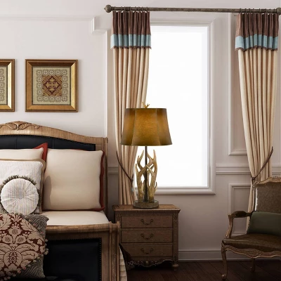 32.5" Darby Antler Resin Table Lamp With Leatherette Shade - Cal Lighting 1 32.5" Darby Antler Resin Table Lamp With Leatherette Shade - Cal Lighting