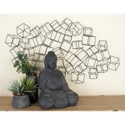 Metal Geometric 3D Square Wall Decor Black - Olivia & May