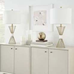 27" Gold Metal Wire With Marble Table Lamp - Nourison -Home Series Shop GUEST 814e1690 da9d 40bd 874e a06b67083d71