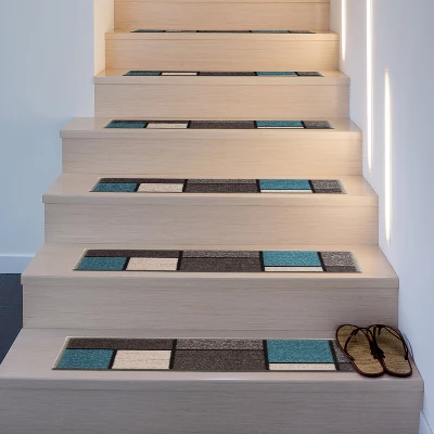 World Rug Gallery Contemporary Modern Boxes Non-Slip Stair Treads 1 World Rug Gallery Contemporary Modern Boxes Non-Slip Stair Treads