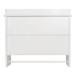 Redmon Contemporary Country Wall And Ceiling Mounted Floating Painted Wood Wall Shelf With Towel Bar, Easy Assembly, & Adjustable Middle Shelf, White -Home Series Shop GUEST 8247f222 f12f 4233 a10e e5ab2f44c4af