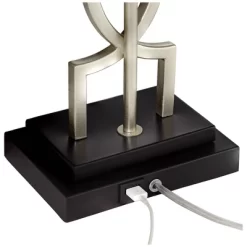 360 Lighting Evan Modern Table Lamps 28 1/2" Tall Set Of 2 Brushed Nickel With USB Charging Port White Rectangular Shade For Bedroom Living Room House -Home Series Shop GUEST 8298a5c0 ffdf 4e7e 84bb 74734c13145f