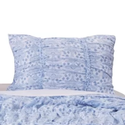 Helena Ruffle Whimsical Cotton Pillow Sham Blue By Greenland Home Fashion