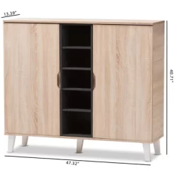 Adelina Mid - Century Modern 2 - Door Wood Shoe Cabinet - Brown - Baxton Studio -Home Series Shop GUEST 8410a1c0 2b3c 4129 9a6f 819e483aeb9b