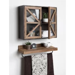 Mace Decorative Farmhouse Wall Mounted Double Door Storage Cabinet - Kate & Laurel All Things Decor -Home Series Shop GUEST 86a95f25 fc2e 4e03 b50c 980710bbee56
