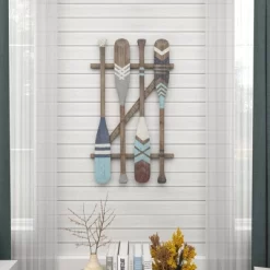 Coastal Wood Paddle Wall Decor With Arrow And Stripe Patterns - Olivia & May -Home Series Shop GUEST 86eb2820 5009 426d 821a f5043155ffa6