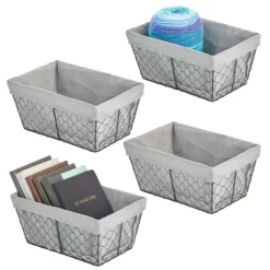 MDesign Medium Chicken Wire Storage Basket, Fabric Liner -Home Series Shop GUEST 8748c9d1 8642 46b6 b60a c525927e46bb