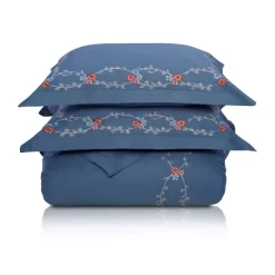 Traditional Floral 200-Thread Count Cotton Shabby-Chic Embroidered Classic 3-Piece Duvet Cover Set With Matching Pillowshams By Blue Nile Mills -Home Series Shop GUEST 879e02aa b7ec 4ef5 bef1 5dfae1c4e1c6