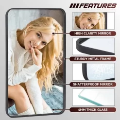 Serio 22" X 30" Brushed Metal Framed Rounded Corner Rectangular Vanity Mount Decorative Bathroom Vanity Mirrors-The Pop Home -Home Series Shop GUEST 880eef05 df90 4bc9 9289 b64dced8975b