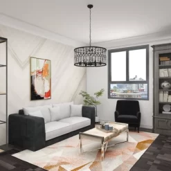 Metal Crystal Embellishments 6 Light Chandelier With Link Style Chain Black - Olivia & May -Home Series Shop GUEST 894f0c2e 2b9e 470e ad69 850fd08eef94