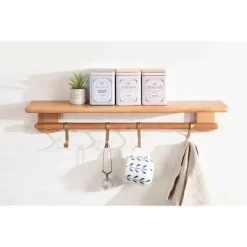 27" X 7" Alta Decorative Wall Shelf With Hooks Natural - Kate & Laurel All Things Decor -Home Series Shop GUEST 8d079bb6 1259 47aa 9464 6eedbf3e3ee4