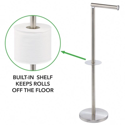 MDesign Toilet Paper Roll Holder Stand/Dispenser - Brushed Stainless - Bronze 2 MDesign Toilet Paper Roll Holder Stand/Dispenser - Brushed Stainless - Bronze - Image 2